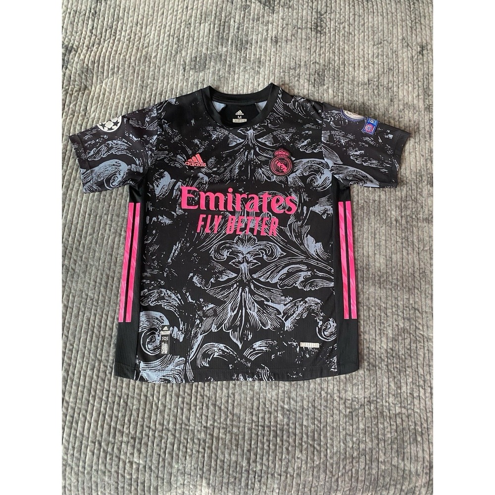 Adidas Emirates Fly Better Home Jersey Climacool AOP Art Pink Sz Med Benzema #9